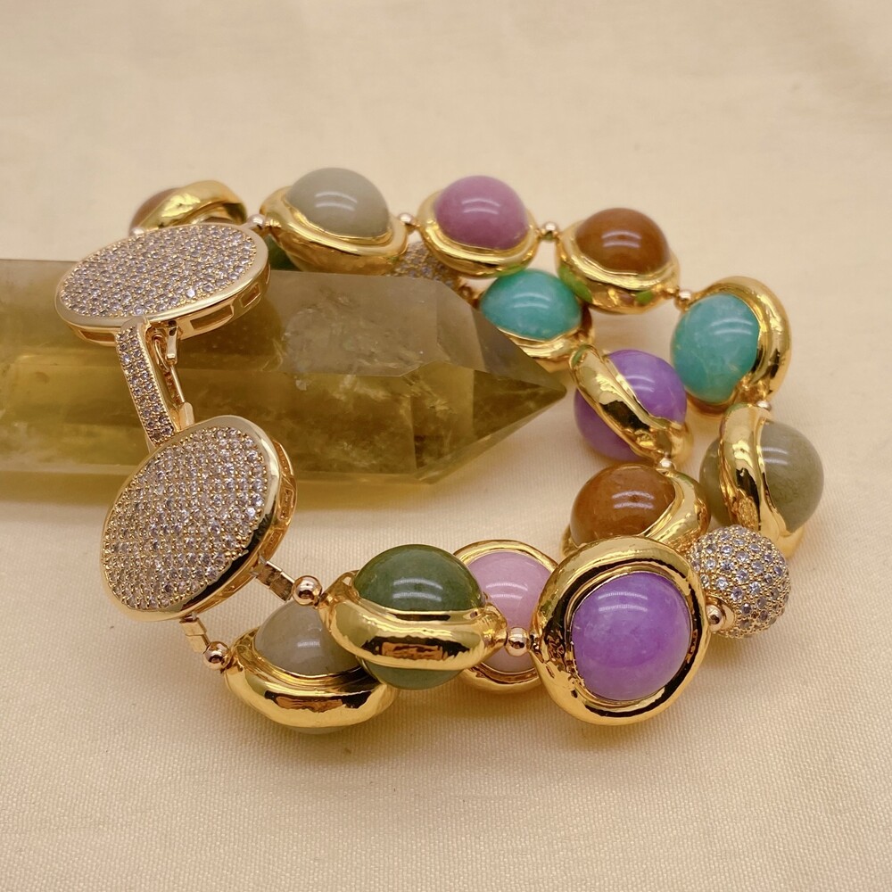 2 Strands Multi Color Jade Cz Bead Bracelet gallery