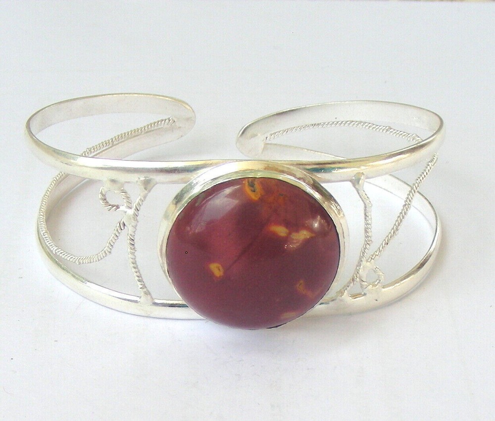 HANDMADE STERLING SILVER GEMSTONE CUFF BRACELET IN Brecciated Mookaite SC 27