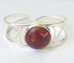 HANDMADE STERLING SILVER GEMSTONE CUFF BRACELET IN Brecciated Mookaite SC 27