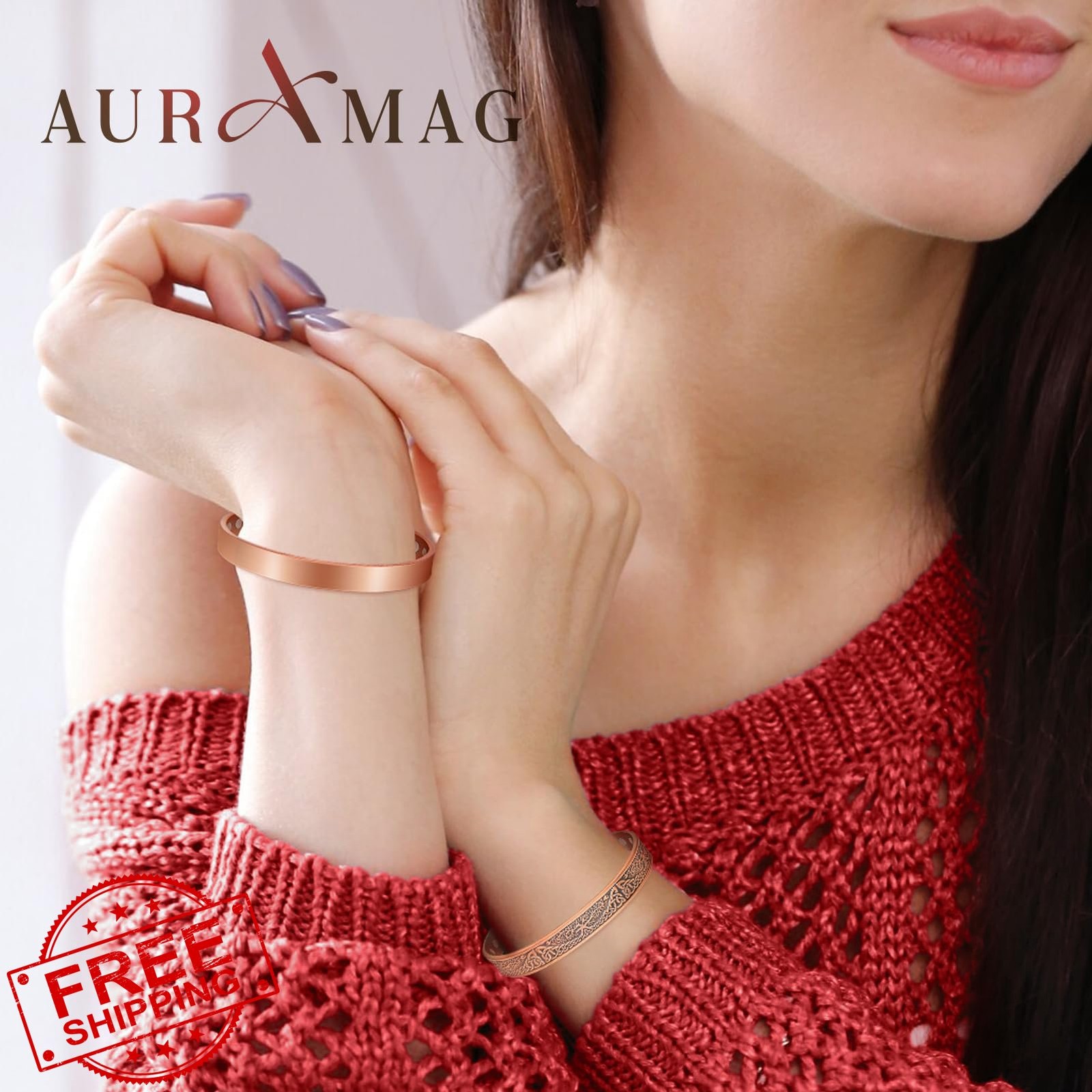 Auramag Copper Magnetic Bracelet Copper-tree Smooth gallery