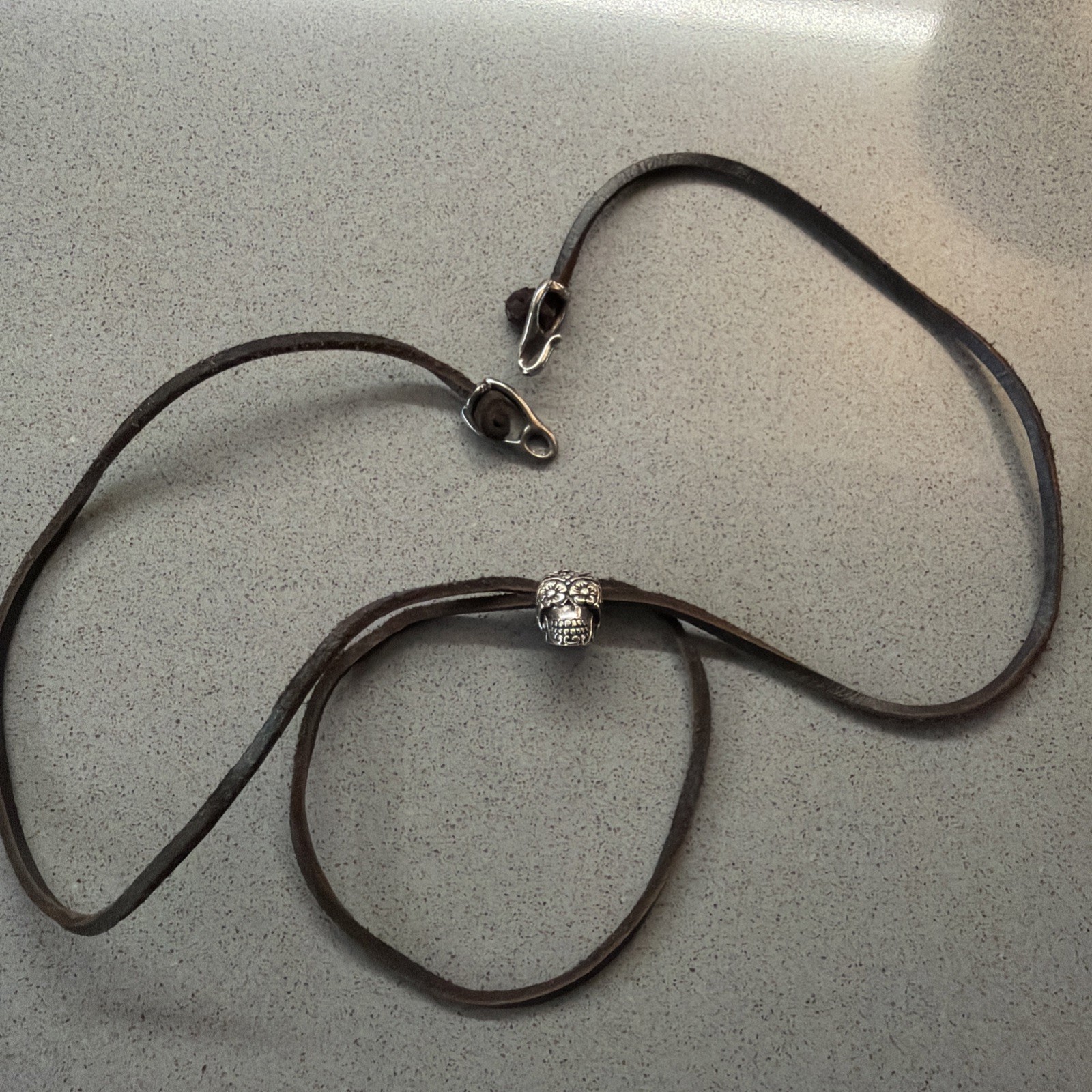 Wrap Leather Bracelet, Skull “Lost Apostle” From Canada, Bronze W Silver Overlay gallery