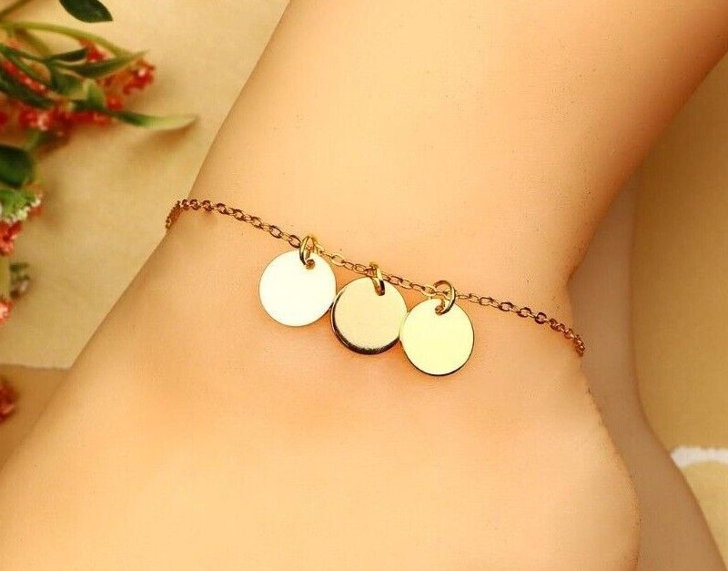 Personalized Round Disk Bracelet, Bridesmaid Bracelet Monogram Bracelet Anklet,
