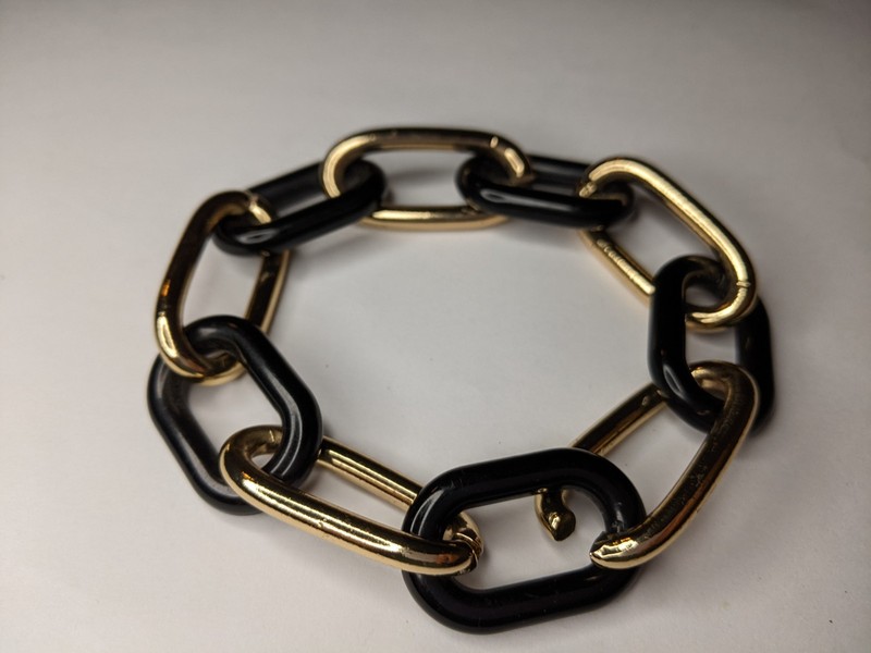 Fashion Costume Jewelry Chain Black and Gold With Extra Adjust Chain Link gallery
