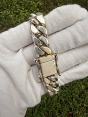 925 Sterling Silver Cuban Link Bracelet 8” 18.2mm 90.51g Heavy Box Clasp Italy