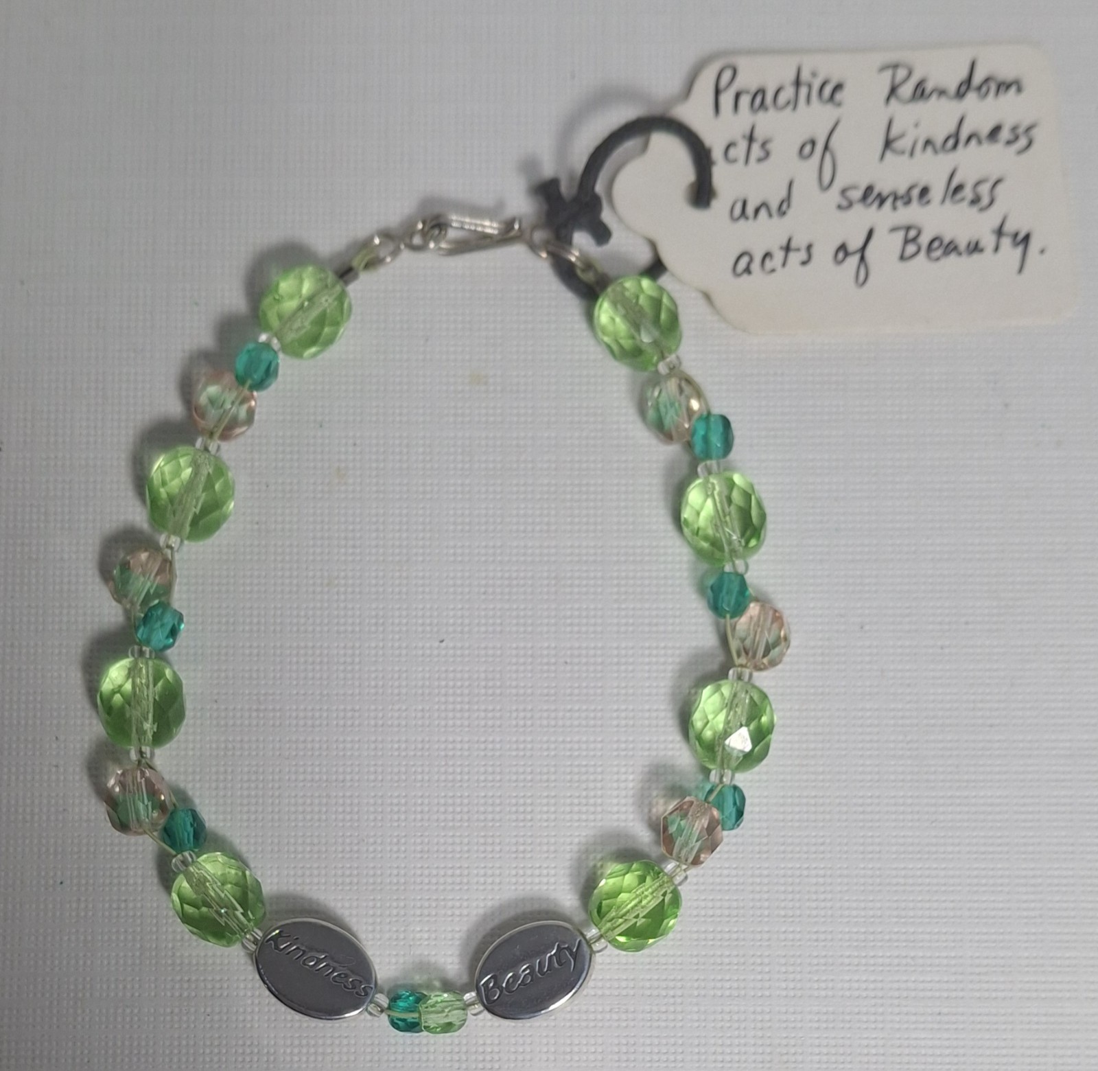 Kindness and Beauty Bracelet Sterling Silver & Faceted Glass Beads, Hook & Eye gallery