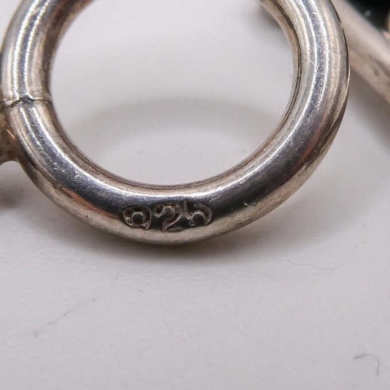 Vintage 925 Sterling Black Onyx Silver Panel Toggle Women's 7" Bracelet gallery