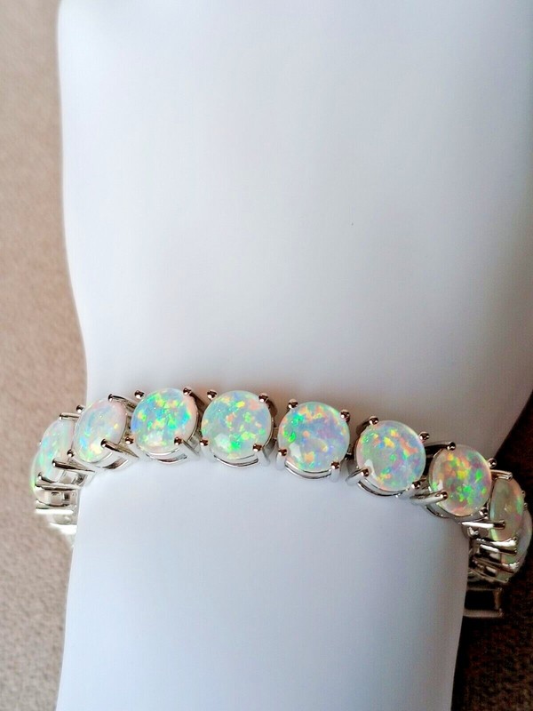 Pink Opal Tennis Bracelet | Opal Bracelet | Opal | October Birthstone, Silver gallery