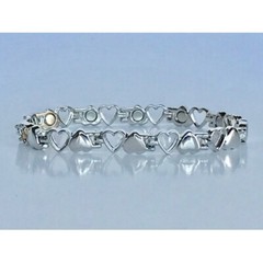 HEARTS OPEN & CLOSED SILVER TONE MAGNETIC BRACELET 🎁BEAUTIFUL # Size 7.5″