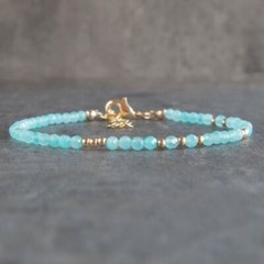 Amazonite Crystal Gemstone Dainty Bracelet Minimalist Healing 2mm Faceted Beads