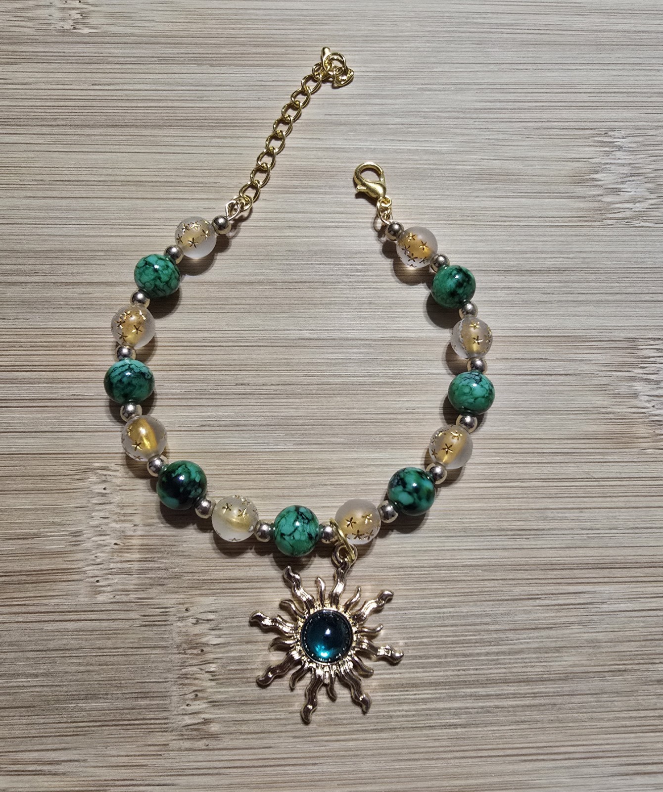 Green, Gold, Frost with Star Print Bracelet with Sun Charms gallery