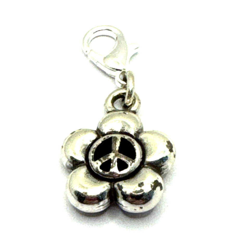 Brighton Peace Sign Flower Garden World Custom Silver Clip Charm gallery