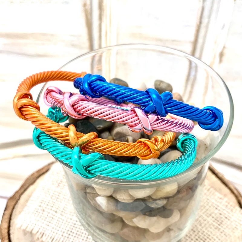 New trendy aluminum color renaissance Cable(5mm)triple x Cuff Stackable Bracelet gallery