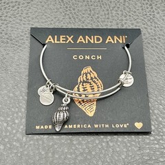 Alex And Ani Bracelet Silver Tone Conch Shell Sea Life Adjustable Bangle Womens