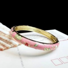 Flower Bangle Resin Filigree Peony Double Bracelet Traditional Women Bracelets