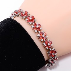 Red Garnet, CZ 925 Sterling Silver Adjustable Bracelet 7-8″ B135021