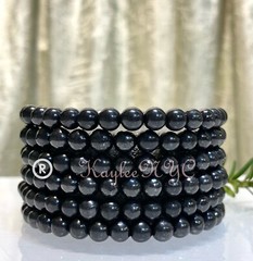 Wholesale Lot 6 Pcs Natural Shungite 6mm 7.5” Crystal Stretch Bracelet