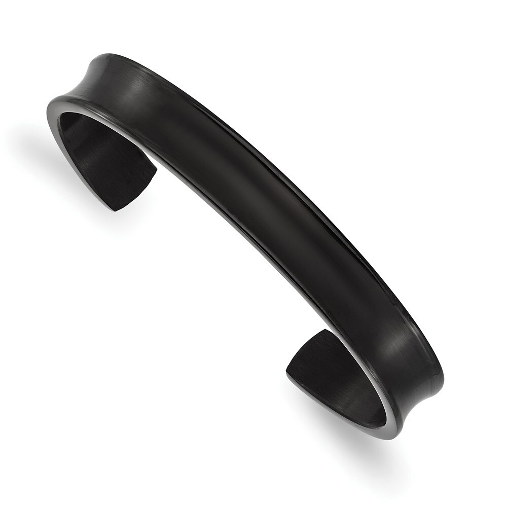 Titanium Brushed w/Polished Edge Black IP-plated 10mm Cuff Bangle