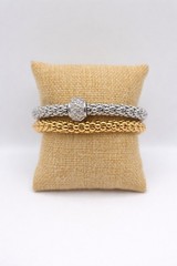 2pc Gold & Silver Popcorn Stretch Bracelets Set Rhinestone Stretch Style