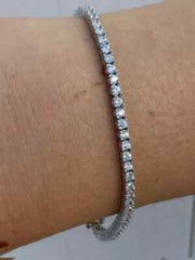 Real Silver 3 mm Tennis Bracelet MOISSANITE GRA Certified Mens Ladies
