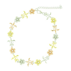 925 Sterling Silver Tri-Color Bracelet – 8mm Flower Plumeria and Turtle 7″