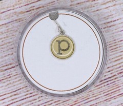 NEW Alex and Ani Initial p .925 Sterling Silver 14KT Chain Station Charm Silver