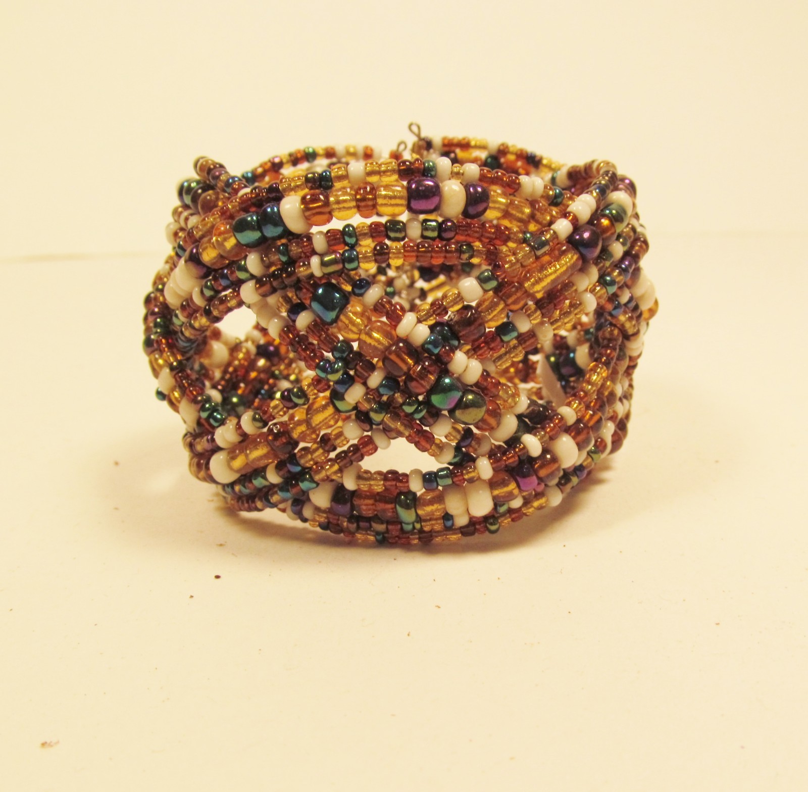 2" Wide Gold Multi Boho Handmade Statement Braided Seed Bead Bali Cuff Bracelet gallery