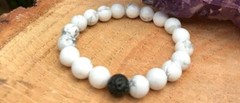 Howlite & Lava Bracelet 8mm Beads 100% Natural Gemstone Jewelry Wholesale Lot