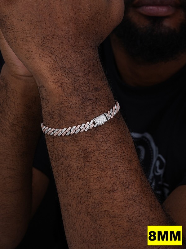 MOISSANITE Real Miami Cuban Link Prong Bracelet 14k Rose Gold Plated 925 Silver gallery