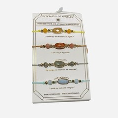 Eye Candy Los Angeles Happiness Affirmation Natural Stone 4 Bracelet Set New