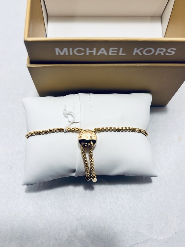 Michael Kors Gold Tone Brass MK Logo & Crystal Station Bracelet NWT & Box gallery