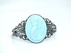 Little Mermaid Ariel Cameo Cuff Bracelet, Seafoam Green Jewelry