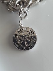 Vintage Spinner Yes No Maybe Arrow Moving Pendant Silver Tone Fortune Charm