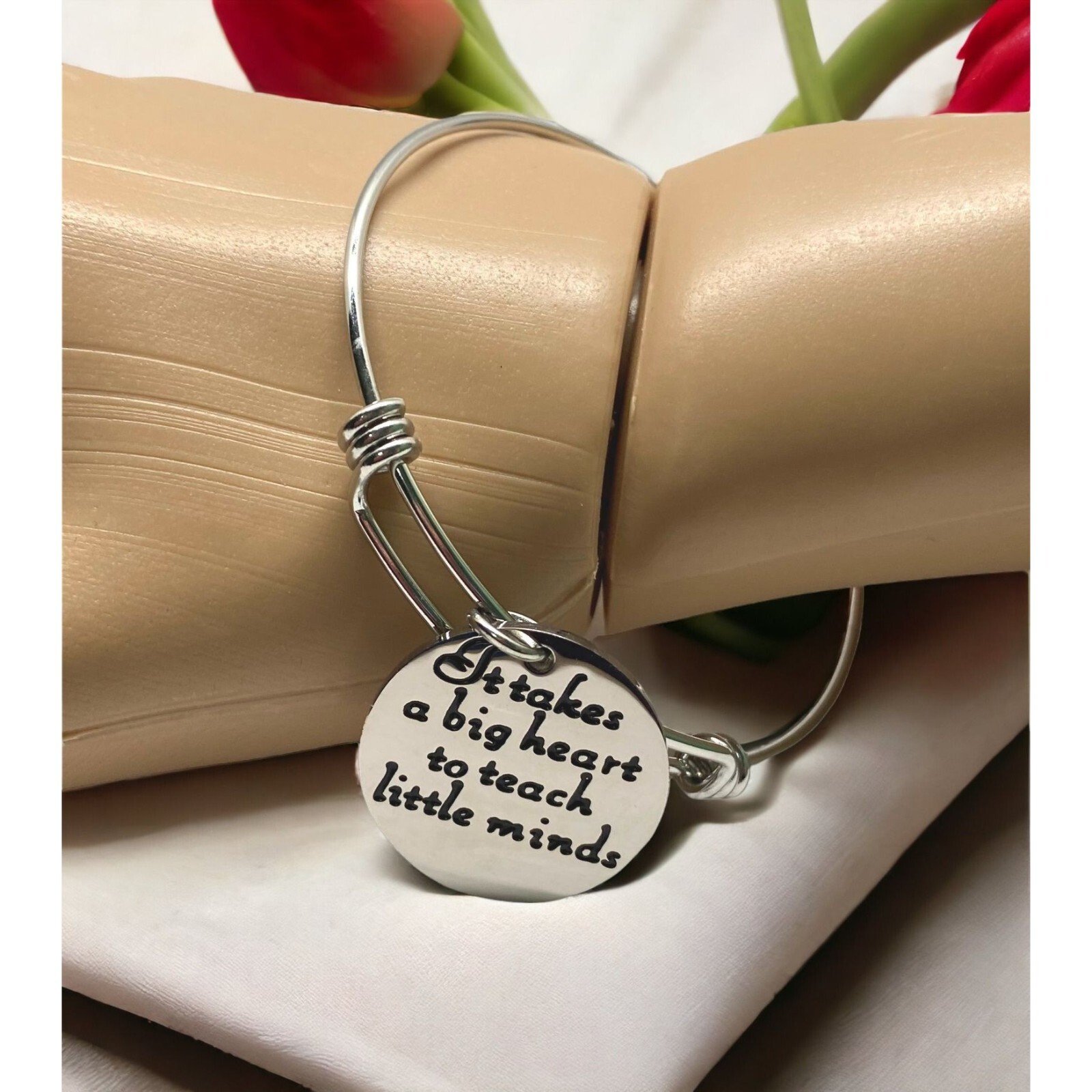 Silver Tone Bracelet Teacher Gift It Takes A Big Heart To Teach Little Minds gallery