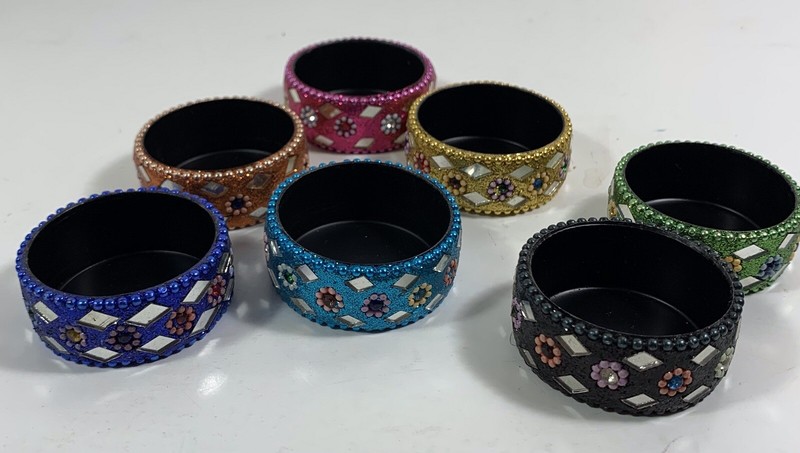 Tea Light Holder Cup 7 Colors Sparkles Mirror & Bead Pieces All Over Elegant gallery