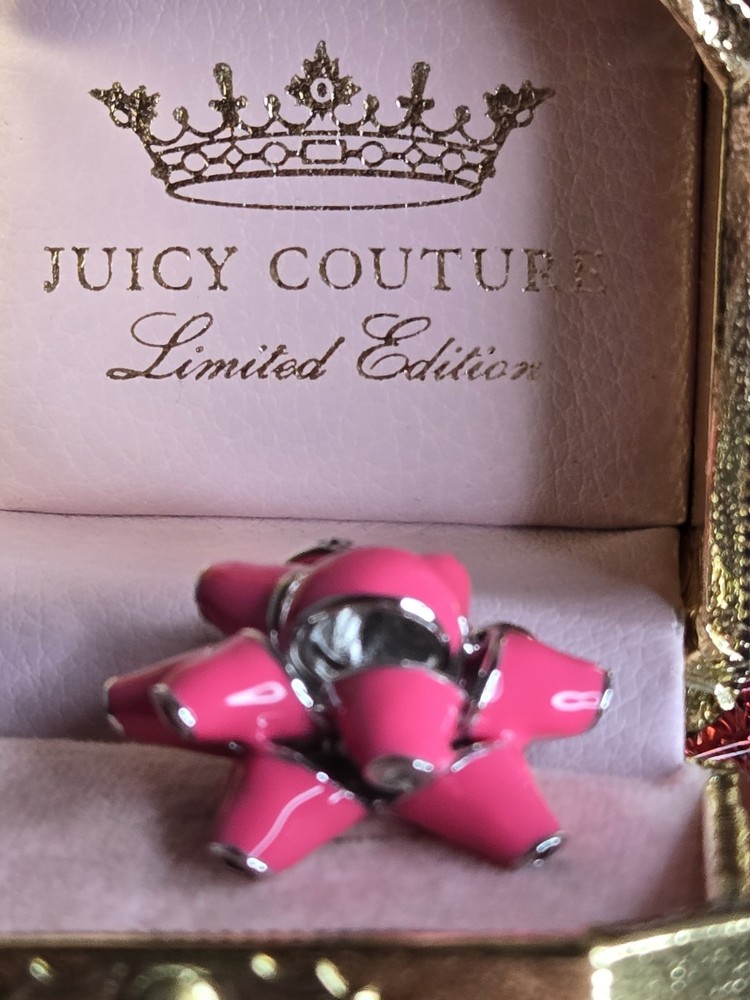 JUICY COUTURE 2010 HOT PINK BOW LIMITED EDITION IN GOLD ORIGINAL BOX NIB
