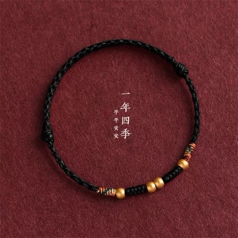 Hand Braided Copper Beads Red Rope Luck Bangles Anklets Size Adjust Handmade gallery