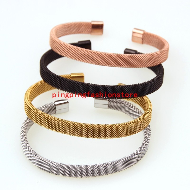 Fashion 316L Stainless Steel Silver/Gold/Black/Rose Gold Mens Womens Cuff Bangle gallery