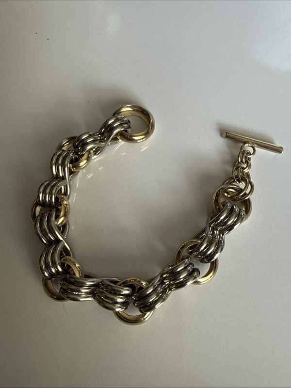 Large Two Tone Toggle Closure Chain Link Bracelet gallery