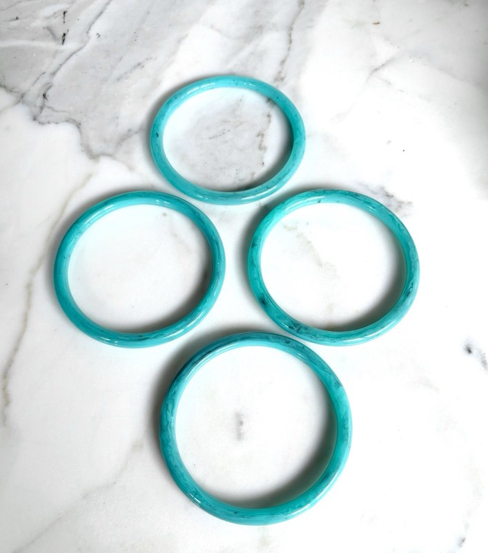 ANGELIQUE DE PARIS SET OF 4 FRENCH TURQUOISE RESIN “GEM” BANGLE BRACELETS NWT gallery