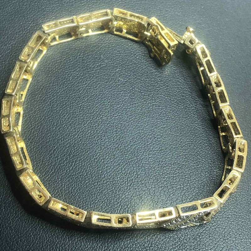 7623 PAJ BR Gold-tone Diamond Illusion Basket Weave 7.5” Tennis Link Bracet gallery