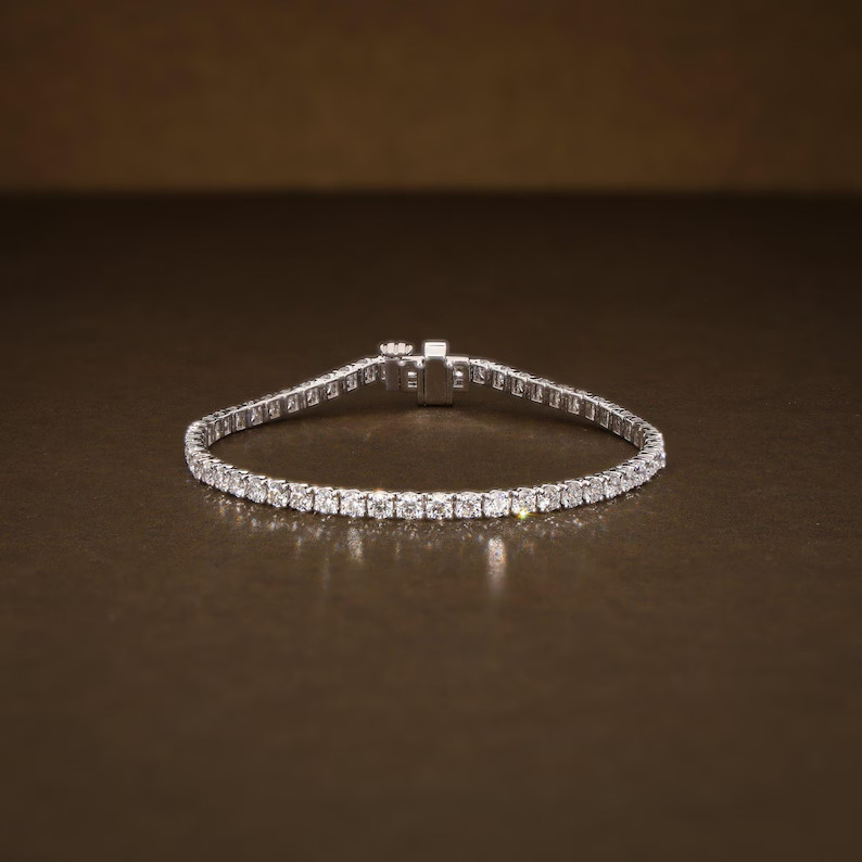 3 CT Round Cut Simulated Diamond 925 White Sterling Silver Tennis Link Bracelet gallery