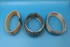 Trio Of Estate Gold Silver Tone Mesh Bangle Bracelets Jewelry