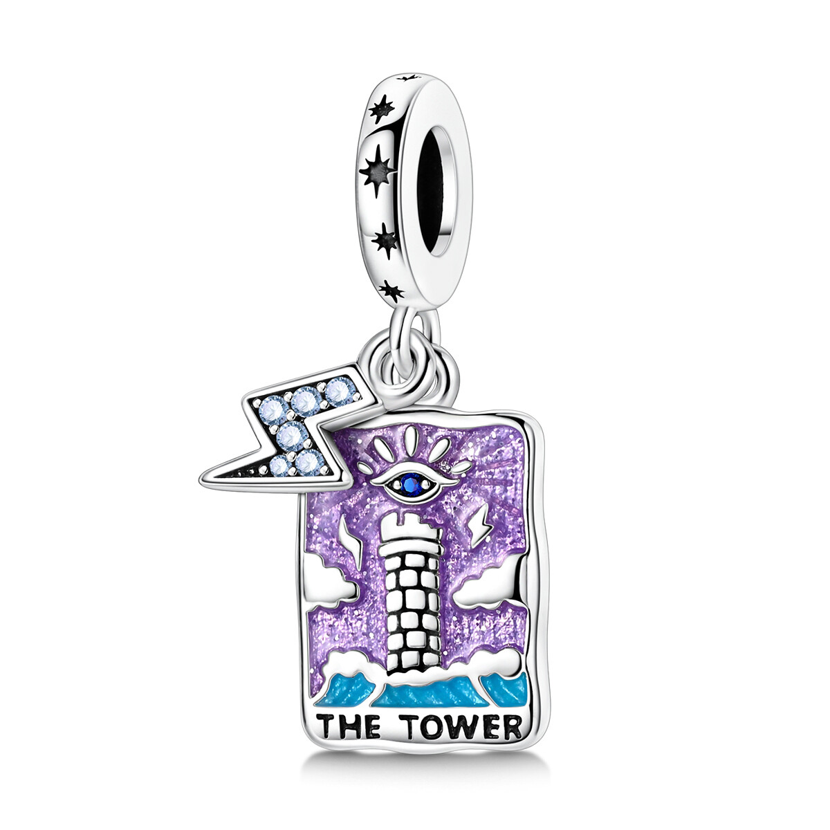 MULA 925 Silver Plated Charm AAA CZ The Tower Card Pendant For Women Bracelet gallery