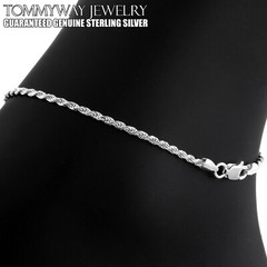 Guaranteed Real 925 Sterling Silver 7″ 8″ 9″ 10″ 11″ 12″ Rope Bracelet or Anklet
