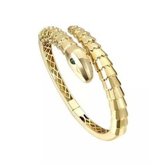 Rachel Glauber Snake Bangle Y2K 14k Gold Plated CZ Eyes Bypass Bracelet Gold