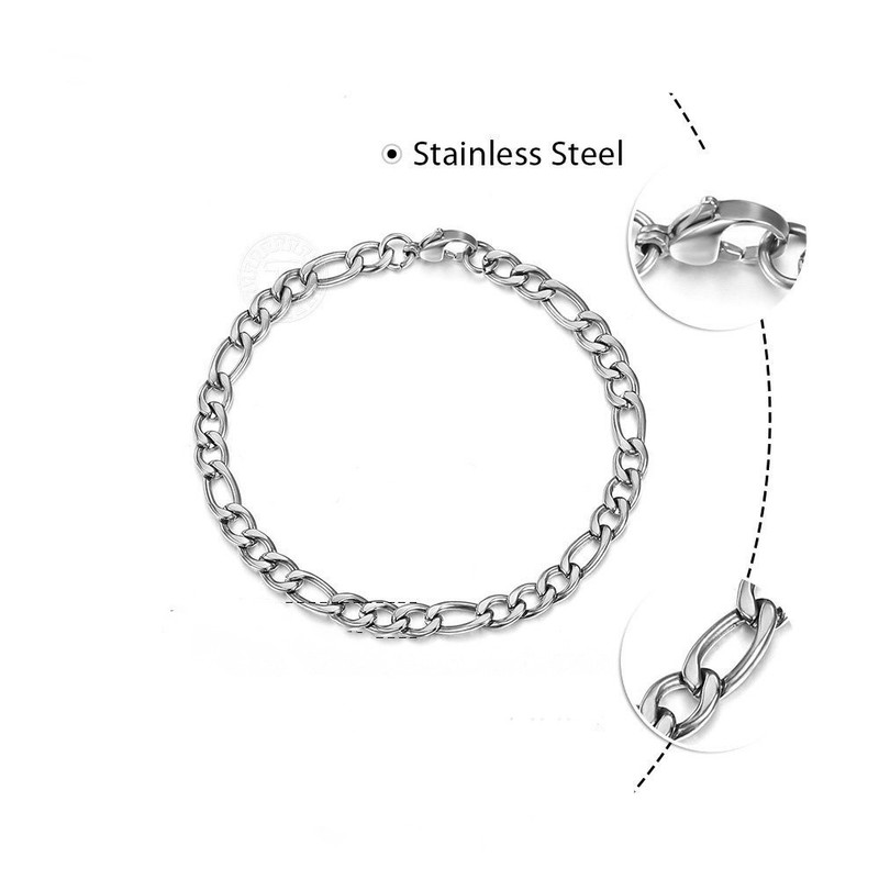 Stainless Steel Figaro Chain Lobster Bracelet 7"-10" Men Women 3-12mm N70 gallery