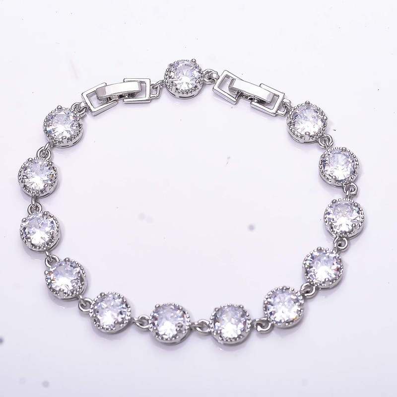 White Topaz Gemstone 925 Sterling Silver Tennis Bracelet 7.99" B99, Gift for her gallery