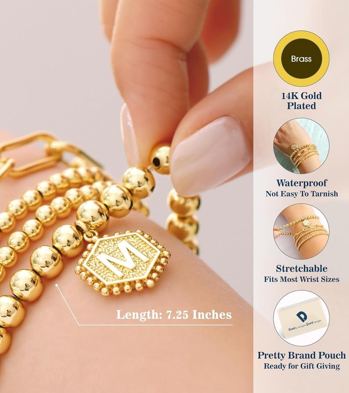 Stackable Beaded Gold Bracelets for Women - Stylish, Comfortable, Trendy gallery