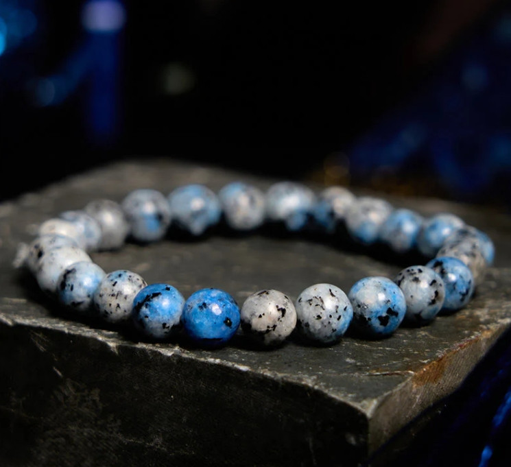 Handmade K2 Himalayan Blue Azurite 8MM Unisex Bracelet Reiki Healing Gift gallery