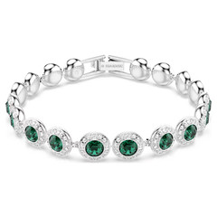 Una Angelic bracelet Round cut, Pavé, Medium, Green, Rhodium plated